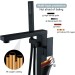 Matte Black Bathtub Faucet Floor Mount Freestanding Tub Filler With Hand Shower - view 9