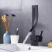 Black Bathroom Sink Faucet Modern Single Handle Waterfall Vanity Faucet 1 Hole - view 3