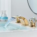 Gold Bathroom Sink Faucet 3 Holes Basin Vanity Mixer Taps LED Waterfall Spout - view 6