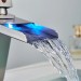 LED Waterfall Bathroom Sink Faucet 1 Handle Vanity Basin Mixer Brushed Nickel - view 5