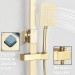 Brushed Gold Exposed Square Rainfall Shower System Set With Handheld Shower Head - view 7