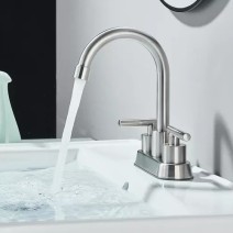 Brushed Nickel Bathroom Kitchen Sink Faucet 3Hole 4in Centerset Vanity Mixer