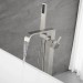Free Standing Bathtub Faucet Brushed Nickel Floor Mount Tub Filler Mixer Shower - view 7
