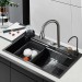 29.5inch Stainless Steel Kitchen Sink Set Single Bowl With Pull Down Faucet Kit - view 3