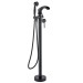 Matte Black Bathtub Faucet Freestanding Tub Filler With Hand Shower Floor Mount - view 2