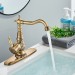 Antique Brass Bathroom Sink Faucet Single Handle Vanity Mixer Taps With Drain - view 6