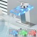 Brushed Nickel LED Waterfall Bathroom Sink Faucet Vanity Mixer Taps With Cover - view 2