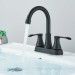 Black Bathroom Sink Faucet 3 Holes 4 Inch Centerset Vanity Mixer Faucet 2 Handle - view 3