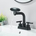 Black 4 Modes Bathroom Sink Faucet 3Hole 4in Centerset Vanity Mixer With Drain - view 13