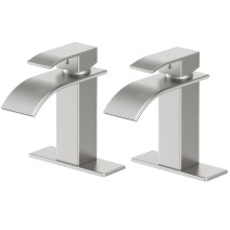 2 Sets Bathroom Sink Faucet Waterfall Lavatory Vanity Taps Single Handle W/Cover