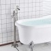 Brushed Nickel Freestanding Bathtub Faucet Waterfall Tub Filler Taps Floor Mount - view 5