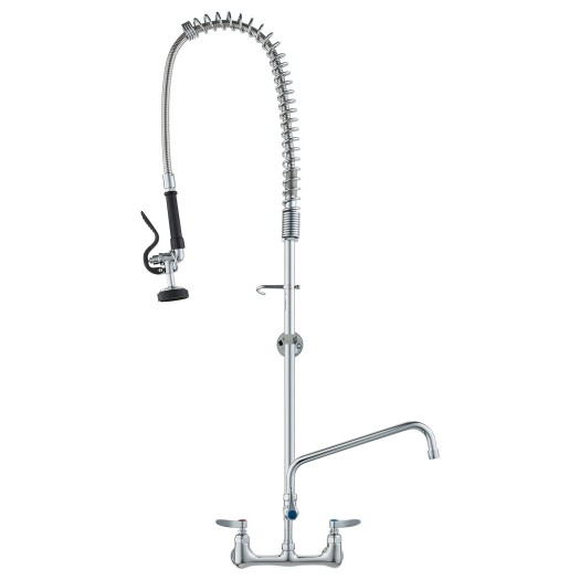 47" Commercial Faucet Pre-Rinse Kitchen Sink Faucet Wall Mount With Sprayer