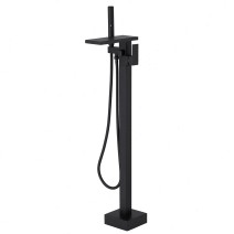 Black Tub Filler Freestanding Bathtub Faucet Floor Mount Waterfall Tub Faucet