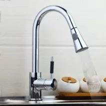 Kitchen 360° Swivel Basin Sink Faucet Pull Out Spray Chrome Mixer Single Hole Tap
