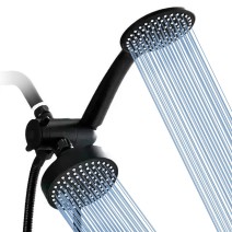 Black 4" Round Rainfall Shower Head With Handheld Spray High Pressure Wall Mount