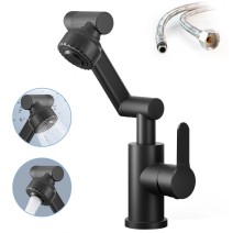 Bathroom Sink Faucet 1080° Swivel Vanity Mixer Single Handle 1Hole Taps Black