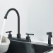 Matte Black Kitchen Faucet With Side Sprayer 2 Handle 3 Holes Swivel Mixer Tap - view 6