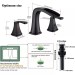 3 Hole Widespread Bathroom Sink Faucet Black 2-handle Vanity Basin Mixer W/Drain - view 9