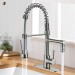 Kitchen Sink Faucet Stainless Steel Single Handle Pull Down Sprayer Swivel Mixer - view 2