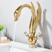 Gold Swan Bathroom Sink Faucet 1 Hole Vanity Mixer Dual Handle Swivel Spout Taps - view 3