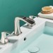 8 Inch Widespread Waterfall Bathroom Sink Faucet 3 Hole Vanity Mixer Brushed Nickel - view 4