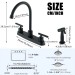 Matte Black Kitchen Faucet With Side Sprayer 2 Handle 3 Holes Swivel Mixer Tap - view 9