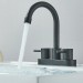 Black 4in Centerset Bathroom Sink Faucet 3 Hole Vanity Mixer 2 Handle With Drain - view 3