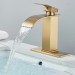 Brushed Gold Single Handle Bathroom Sink Faucet Waterfall Vanity Mixer W/Drain - view 6