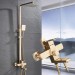 Brushed Gold Exposed Square Rainfall Shower System Set With Handheld Shower Head - view 2