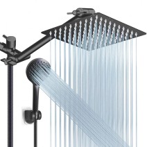 Black Rain Shower Head High Pressure Handheld Spray Combo With Adjustable Arm