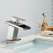 LED Waterfall Bathroom Sink Faucet 1 Handle Vanity Basin Mixer Brushed Nickel - view 3