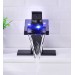 LED Matte Black Bathroom Sink Faucet Waterfall Glass Spout One Handle Mixer Tap - view 7