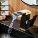 Black Gold Bathroom Sink Faucet Single Handle LED Waterfall Basin Vanity Mixer - view 2