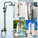 Matte Black 8" Rain Shower Faucet Set Exposed Shower System Kit With Hand Shower - view 3