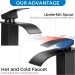 Black Modern Waterfall Bathroom Sink Vanity Faucet Single Handle Taps With Drain - view 7