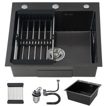 Stainless Steel Drop In Kitchen Sink Single Bowl Kitchen Basin With Drain Kit