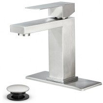 Brushed Nickel Bathroom Sink Vanity Faucet Single Handle 1 Or 3 Holes With Drain