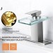 Brushed LED Waterfall Bathroom Sink Faucet Single Handle Glass Spout Mixer Tap - view 7