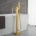 Freestanding Bathtub Mixer Faucet Brushed Gold Tub Filler With Handheld Shower - view 3