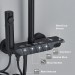 Black Shower System Rainfall Shower Faucet Fixtures Set W/Hand Shower Wall Mount - view 6