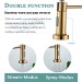 Brushed Gold Kitchen Faucet 1 Hole Pull Down Sprayer Commercial Mixer Sink Tap - view 4