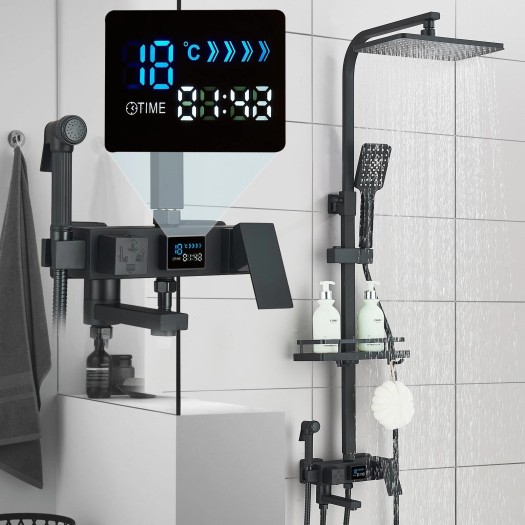 Black Rain Shower System 4 Function Shower Mixer Fixtures Shower Head Combo Kit