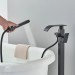 Freestanding Bathroom Bathtub Faucet Floor Mount Tub Filler Mixer System Black - view 4