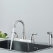 Brushed Nickel Kitchen Faucet 2Handle 4 Hole Sink Mixer Faucet With Side Sprayer - view 5