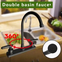 High Arc 2-Handle Standard Kitchen Sink Faucet Mixer Tap Plastic For Home RV