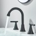 Black Bathroom Sink Faucet 3 Holes 8in Widespread Vanity Mixer Faucet With Drain - view 6