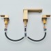 Brushed Gold Bathroom Sink Faucet 3 Holes Widespread Vanity Mixer Faucet W/Drain - view 11