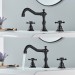 Oil Rubbed Bronze Widespread Bathroom Sink Vanity Faucet 3 Hole 2 Handle W/Drain - view 4