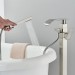 Brushed Nickel Freestanding Bathtub Faucet Floor Mounted Tub Filler Hand Shower - view 8