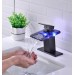 LED Matte Black Bathroom Sink Faucet Waterfall Glass Spout One Handle Mixer Tap - view 8